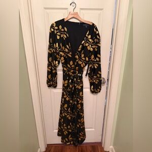 RACHEL Rachel Roy Black and Gold Long Sleeve Dress
